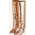 Reduzierte Goldene Toral Spitze High-Heel Stiefel aus Glattleder für Damen Größe 38 