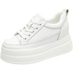 Weiße Casual Chunky Sneaker & Ugly Sneaker aus Leder für Damen Größe 36 für den für den Herbst 