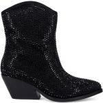 Tosca Blu, Glitzernde Texanische Stiefel mit Breitem Absatz Black, Damen, Größe: 36 EU