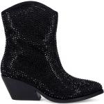 Tosca Blu, Glitzernde Texanische Stiefel mit Breitem Absatz Black, Damen, Größe: 40 EU