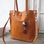 Braune Vintage Lederhandtaschen aus Glattleder für Damen medium 