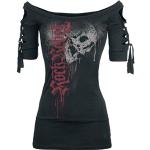 Schwarze Gothic 3/4-ärmelige T-Shirts mit Totenkopfmotiv Handwäsche für Damen Größe S für den für den Sommer 
