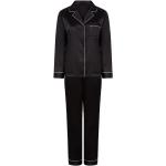 Schwarze Elegante TOWEL CITY Pyjamas lang mit Knopf aus Polyester für Damen Größe XXL 
