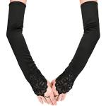 Schwarze Fingerlose Handschuhe & Halbfinger-Handschuhe aus Satin für Damen für Partys 