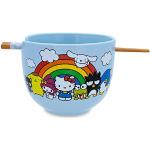 Toynk Sanrio Hello Kitty and Friends Regenbogen-Keramik-Geschirr-Set | inkl. 590 ml Ramen-Nudelschale und Essstäbchen aus Holz