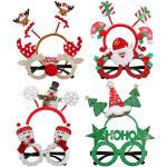 Toyvian 8Er Pack Weihnachtsbrille Rahmen Und Stirnbänder Kreative Phantasie Elfen Rentier Geweih Weihnachtsbaum Dekoration Zubehör Geschenkset für Kinder Erwachsene Weihnachtsfeier