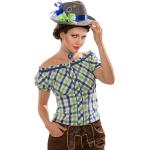 Reduzierte Grüne Karo Buttinette Trachtenblusen mit Ländermotiv für Damen Größe XS zum Oktoberfest 