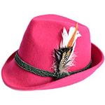 Edelnice Trachtenmode Trachtenhut aus 100% Wolle mit echter Feder, Farbe pink Gr. 58