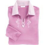 Rosa Bestickte Trachtenshirts mit Reißverschluss aus Jersey für Damen Größe XXL 