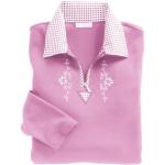Rosa Bestickte Classic Trachtenshirts mit Reißverschluss aus Jersey für Damen Größe XXL 