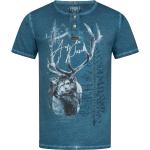 Blaue MarJo T-Shirts mit Hirsch-Motiv aus Baumwolle für Herren Größe S 