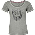 Dunkelgraue Motiv MarJo T-Shirts mit Hirsch-Motiv aus Baumwolle für Damen Größe XS 