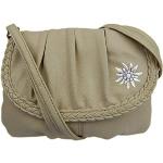 Beige Damenschultertaschen & Damenshoulderbags mit Reißverschluss aus Kunstleder mit Handyfach 