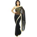 Traditioneller indischer Sari Designer Georgette Sari Hochzeit Schwarz Schwarz Einheitsgröße