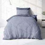 Reduzierte Blaue Karo Feinbiber Bettwäsche mit Reißverschluss aus Baumwolle trocknergeeignet 155x220 