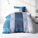 Blaue Karo Moderne Bettwäsche Sets & Bettwäsche Garnituren mit Reißverschluss aus Renforcé trocknergeeignet 155x220 