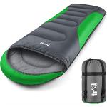 Trail-Alpin-Schlafsack mit Kapuze – 250 g Schlafsack, 3-Jahreszeiten- Schlafsack. Leicht, kleines Packmaß – mit Kapuze und Kompressionssack (Grün)