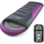 Trail-Alpin-Schlafsack mit Kapuze – 250 g Schlafsack, 3-Jahreszeiten- Schlafsack. Leicht, kleines Packmaß – mit Kapuze und Kompressionssack (Lila)