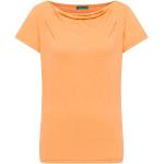 Orange Langärmelige Tranquillo Bio Nachhaltige Wasserfall-Ausschnitt T-Shirts aus Jersey für Damen Größe L 