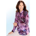 Fuchsiafarbene bader Stehkragen Tunika-Blusen durchsichtig aus Baumwolle für Damen Größe S 