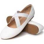 Weiße Elegante Runde Mary Jane Ballerinas mit Riemchen für Damen Größe 39,5 