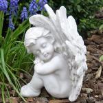 Graue 20 cm Sitzende Engel mit Engel-Motiv 
