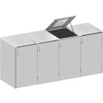 Graue 4er-Mülltonnenboxen aus Edelstahl mit Deckel 1-teilig 