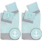 Reduzierte Bunte Maritime Biberbettwäsche mit Reißverschluss aus Baumwolle maschinenwaschbar 135x200 