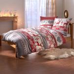 Rote Traumschlaf Bettwäsche Sets & Bettwäsche Garnituren mit Hirsch-Motiv ohne Verschluss aus Flanell 155x220 