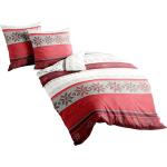 Rote Traumschlaf Feinbiber Bettwäsche mit Reißverschluss aus Baumwolle 155x220 