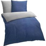 Blaue Unifarbene Traumschlaf Feinbiber Bettwäsche mit Reißverschluss aus Baumwolle 240x220 