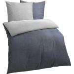 Graue Unifarbene Traumschlaf Feinbiber Bettwäsche mit Reißverschluss aus Baumwolle 240x220 