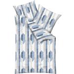 Blaue Traumschlaf Seersucker Bettwäsche mit Reißverschluss aus Baumwolle 155x220 