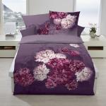Violette Motiv Traumschlaf Biberbettwäsche mit Reißverschluss aus Baumwolle 135x200 