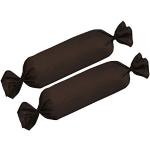 Schokoladenbraune Unifarbene Traumschlaf Nackenrollenbezüge mit Reißverschluss aus Baumwolle trocknergeeignet 2-teilig 