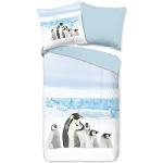 Traumschlaf Flanell Bettwäsche Pinguin weiß 1 Bettbezug 135 x 200 cm + 1 Kissenbezug 80 x 80 cm