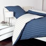 Blaue Gestreifte Traumschlaf Seersucker Bettwäsche aus Baumwolle 200x200 