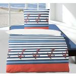 Blaue Maritime Traumschlaf bügelfreie Bettwäsche aus Baumwolle maschinenwaschbar 135x200 
