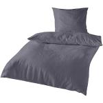 Anthrazitfarbene Unifarbene Traumschlaf bügelfreie Bettwäsche mit Reißverschluss aus Baumwolle maschinenwaschbar 240x220 