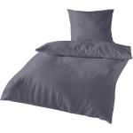 Anthrazitfarbene Unifarbene Traumschlaf bügelfreie Bettwäsche mit Reißverschluss aus Seersucker 200x200 