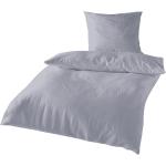 Silberne Unifarbene Traumschlaf bügelfreie Bettwäsche mit Reißverschluss aus Seersucker 200x200 