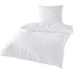 Weiße Unifarbene bügelfreie Bettwäsche mit Reißverschluss aus Seersucker 200x200 