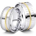 Weiße Ringe mit Herz poliert aus Gelbgold für die Braut 