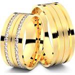 ASF Trauringe Diamantringe matt aus Gelbgold mit Zirkonia Größe 45 zur Hochzeit 