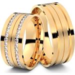 Goldene ASF Trauringe Diamantringe matt mit Zirkonia Größe 53 zur Hochzeit 
