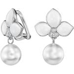 Weiße Traveller Perlenohrringe aus Kristall mit Echte Perle für Damen 
