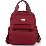 Rote Elegante City-Rucksäcke mit Reißverschluss aus Nylon mit Außentaschen für Damen klein zum Schulanfang 