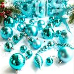 Türkise Christbaumkugeln & Weihnachtsbaumkugeln glänzend aus Kunststoff 30-teilig 