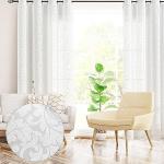 Weiße Blumenmuster Gardinen & Vorhänge aus Damast transparent 