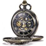 Vintage Handaufzug Vintage Uhren & Antike Uhren mit Halloween-Motiv mit skelettiertem Zifferblatt mit römischen Zahlen mit Kunststoff-Uhrenglas für Herren 